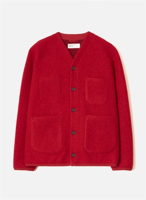 UNIVERSAL WORKS CARDIGAN WOOL FLEECE SCARLET